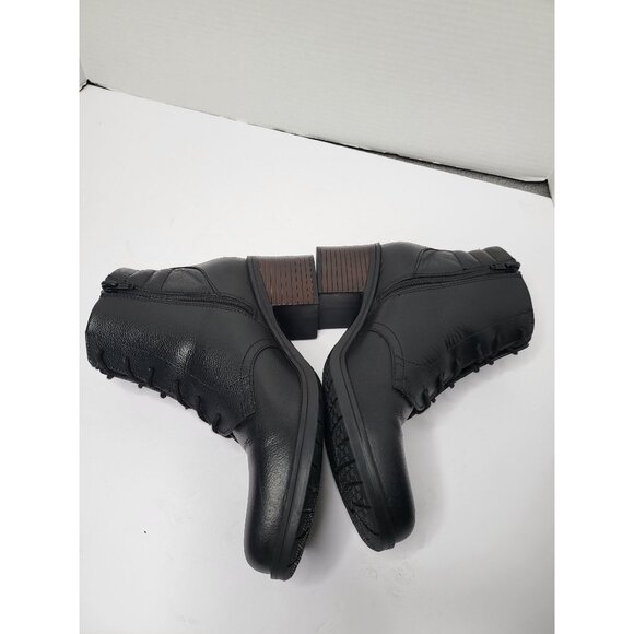 Clarks Combat Leather Ankle Boot Black Size 9 Stacked Heel Comfort Lace-Up - Picture 7 of 12